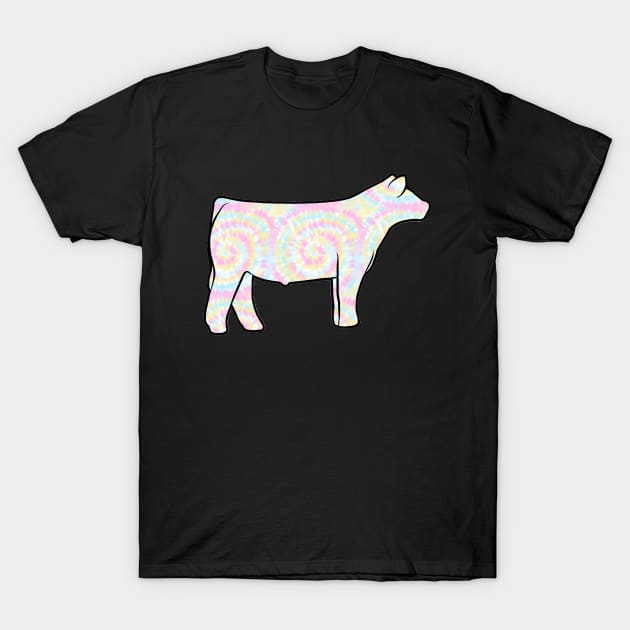 Rainbow Tie Dye Show Steer Silhouette  - NOT FOR RESALE WITHOUT PERMISSION T-Shirt by l-oh